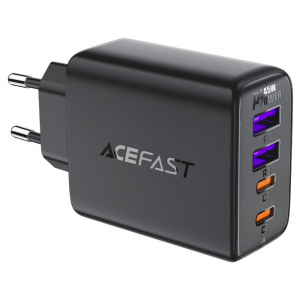 Cетевое зарядное устройство AceFast A61 PD 45W GaN (2 Type-C + 2 USB) (Черный)