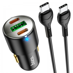 Автомобильное зарядное устройство HOCO NZ6 PD45W + QC3.0 (2Type-C/1USB/3A) + Type-C - Lightning