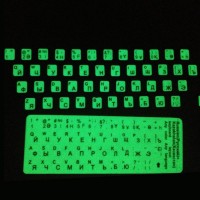 Наклейки на клавиатуру RU премиум прозрачный светящиеся (чёрный на белом)