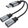Переходник XO NBR160B audio adapt Type-c to Type-c +3.5mm connector
