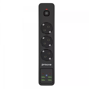 Сетевой фильтр Proove Power Strip P-03 (3 розетки + 4 USB + 2 Type-C) 2М