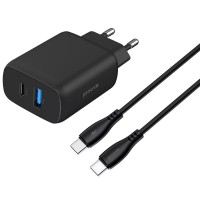 СЗУ Proove Silicone Power 2 30W (Type-C + USB) + Кабель Type-C to Type-C (1m)