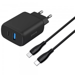 СЗУ Proove Silicone Power 2 30W (Type-C + USB) + Кабель Type-C to Type-C (1m)