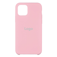Чехол Silicone Logo для iPhone 11 Pro (бело розовый)